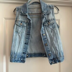 Light Blue Distressed Denim Vest - Gap